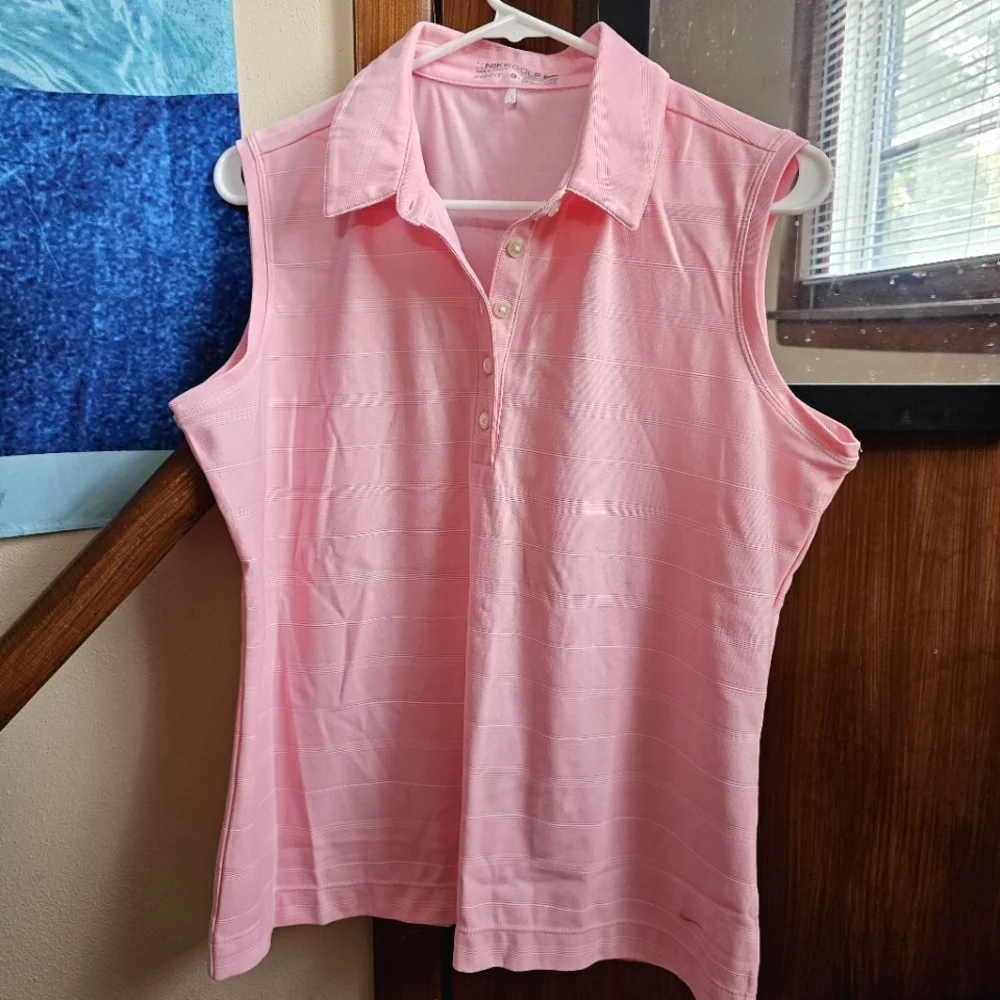 Nike Dri-Fit Women's Striped Collared Athletic Tank Top - Size L - Picture 1 of 6